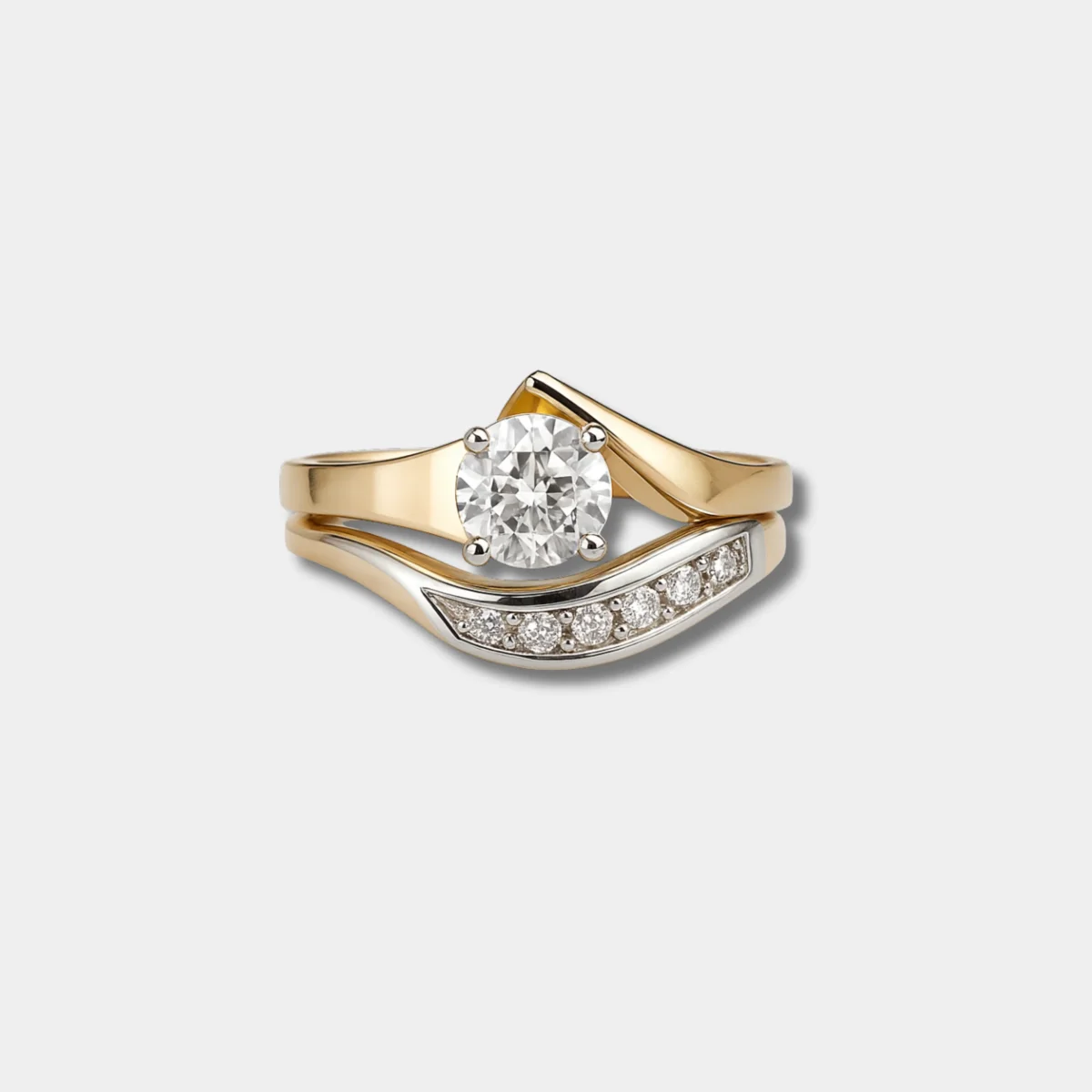 Karla – Asymmetrisk vintage ring i guld og sølv med zirkoner - Billede 2