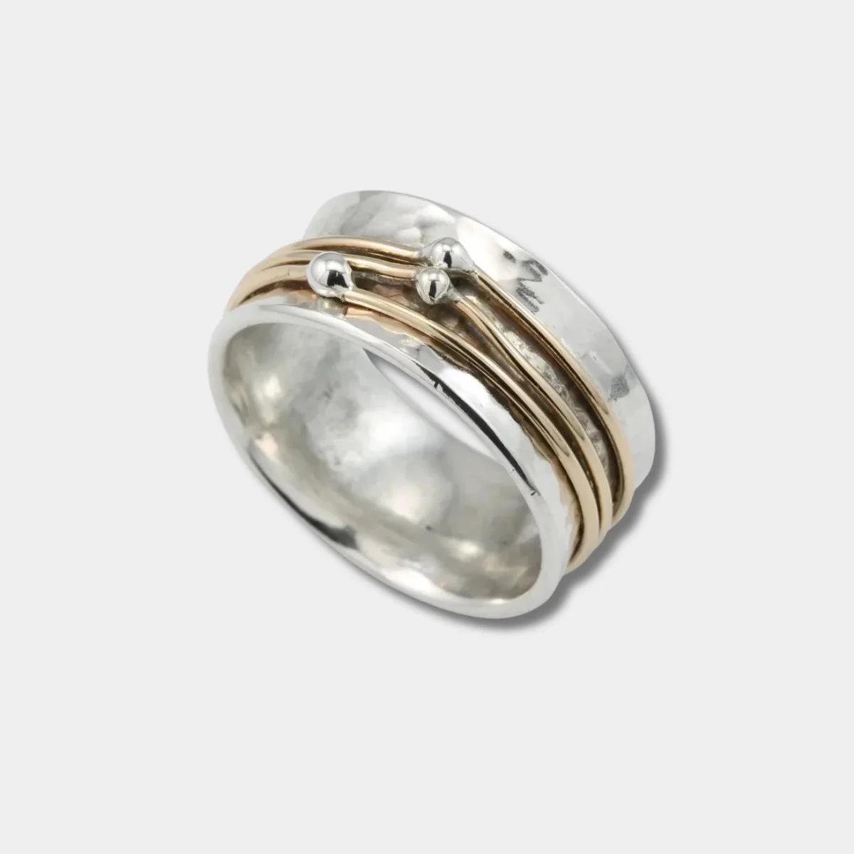 Marlene – Bred ring let hamret med forgyldte accenter - Billede 2