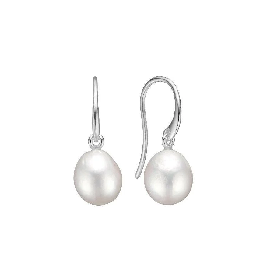 Carré Øreringe Med Baroque Perle - SH4433